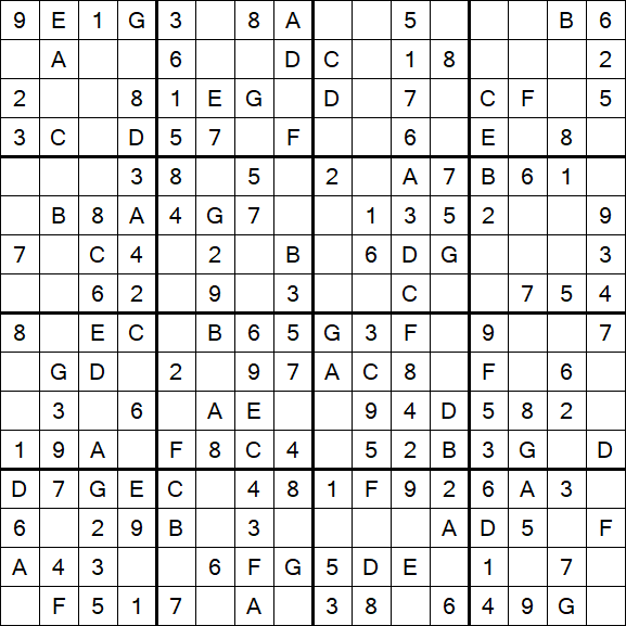 Sudoku 16x16 - Easy
