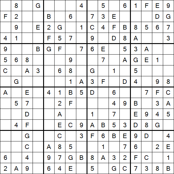 Sudoku 16x16 - Easy