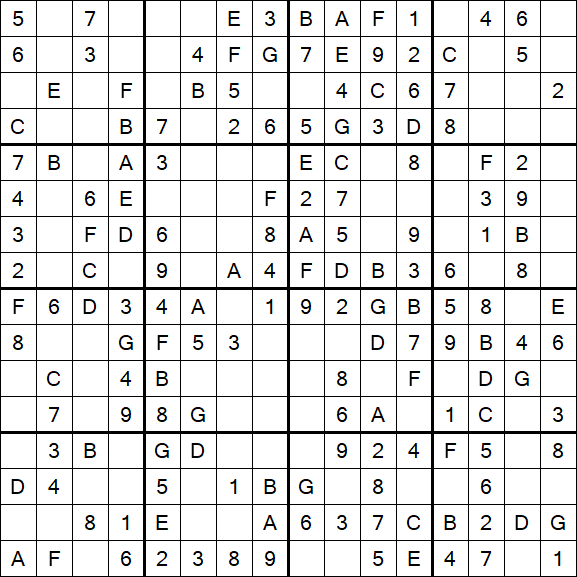 Sudoku 16x16 - Easy