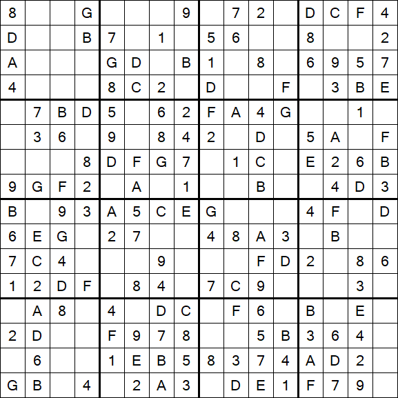 Sudoku 16x16 - Easy