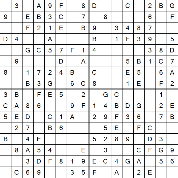 Sudoku 16x16 - Fácil
