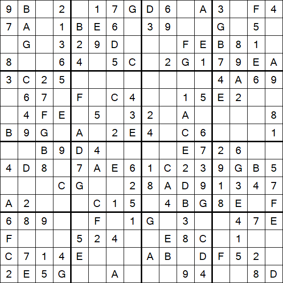Sudoku 16x16 - Fácil