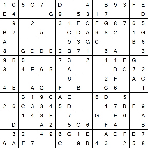 Sudoku 16x16 - Easy