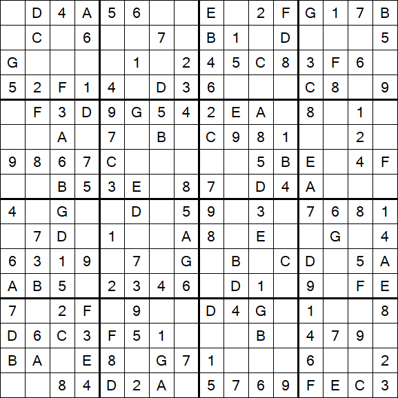 Sudoku 16x16 - Easy
