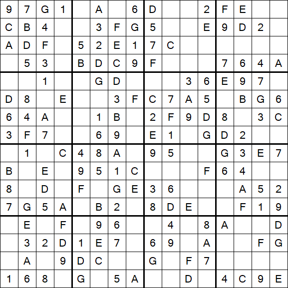 Sudoku 16x16 - Easy