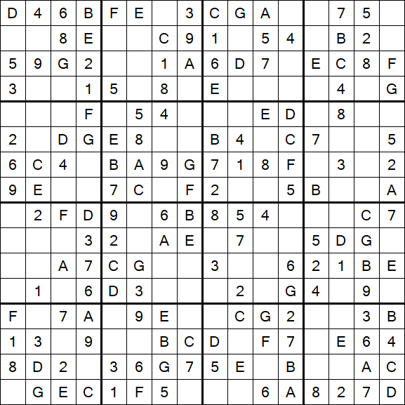 Sudoku 16x16 - Easy