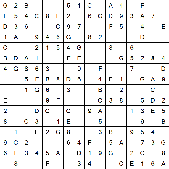 Sudoku 16x16 - Easy