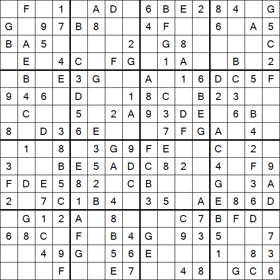 Sudoku 16x16 - Easy