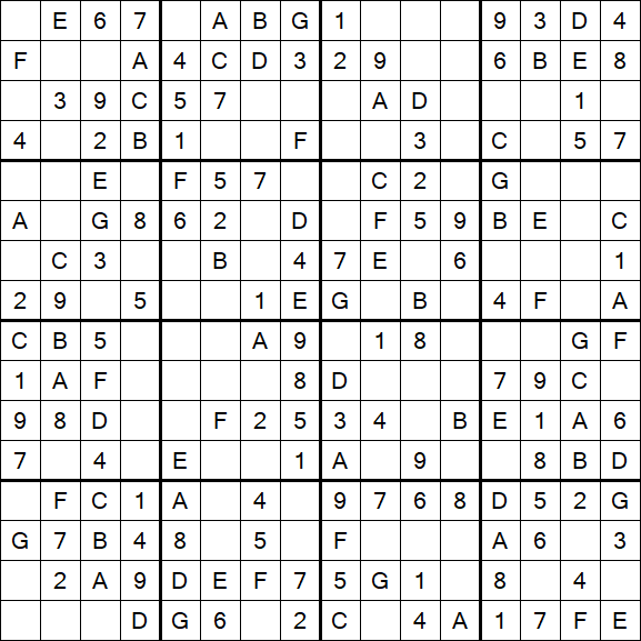 Sudoku 16x16 - Easy