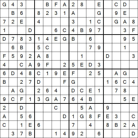 Sudoku 16x16 - Easy