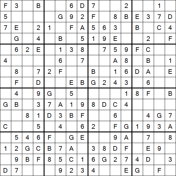 Sudoku 16x16 - Easy