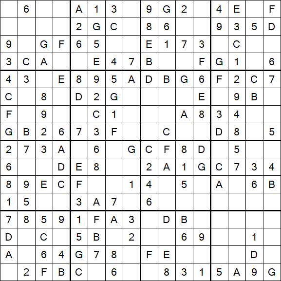 Sudoku 16x16 - Easy