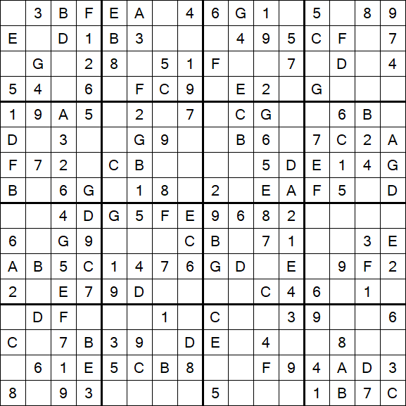 Sudoku 16x16 - Easy