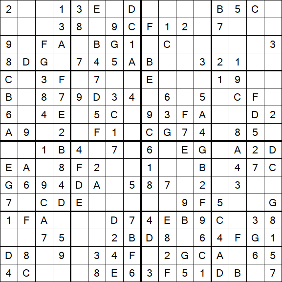 Sudoku 16x16 - Easy