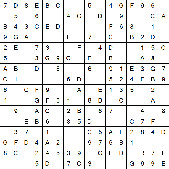 Sudoku 16x16 - Easy
