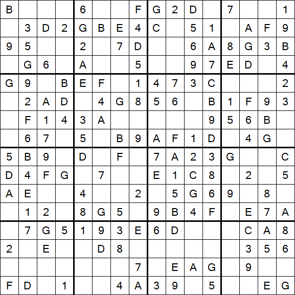 Sudoku 16x16 - Fácil