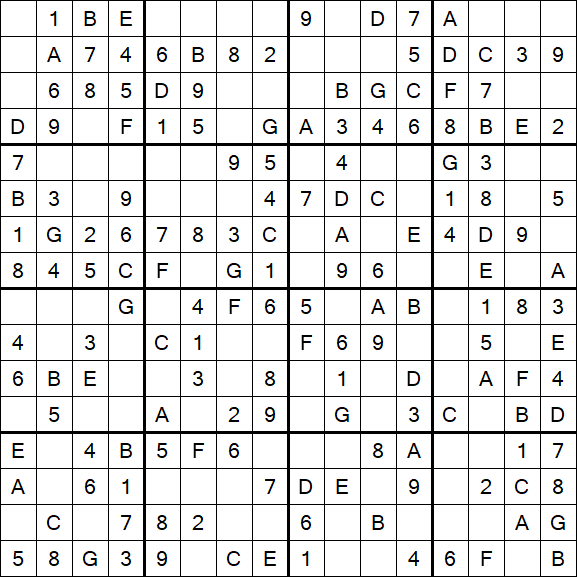 Sudoku 16x16 - Simple