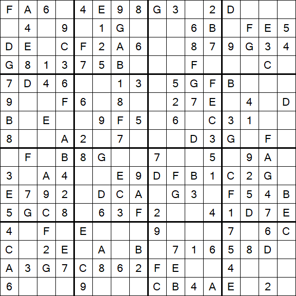 Sudoku 16x16 - Simple