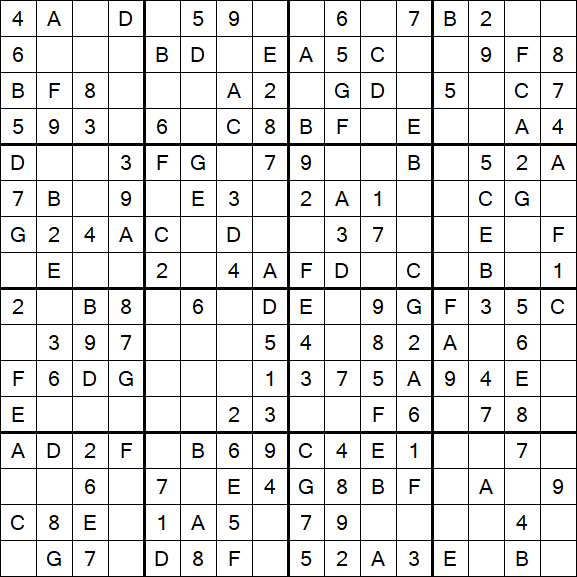 Sudoku 16x16 - Simple