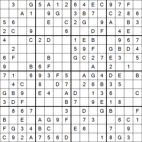 Sudoku 16x16 - Easy