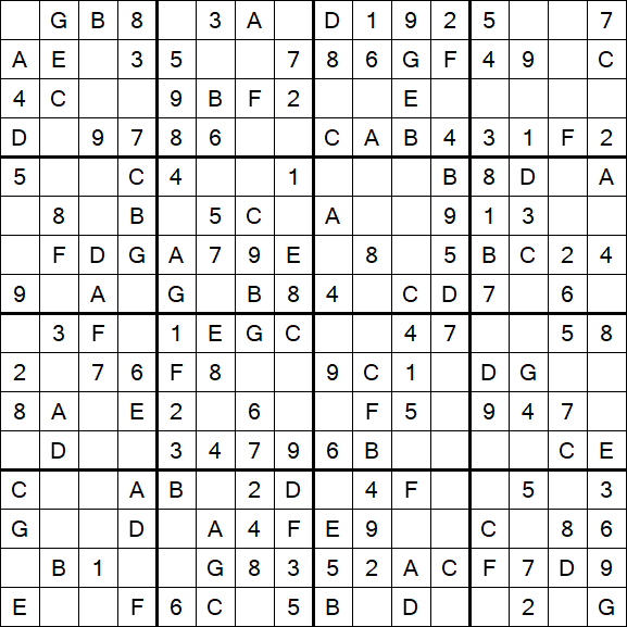 Sudoku 16x16 - Easy