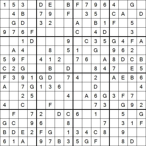 Sudoku 16x16 - Easy