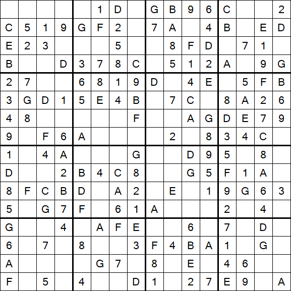 Sudoku 16x16 - Easy