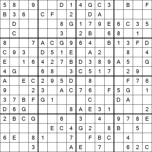 Sudoku 16x16 - Easy