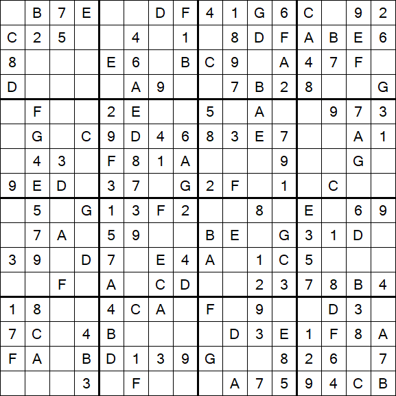 Sudoku 16x16 - Einfach