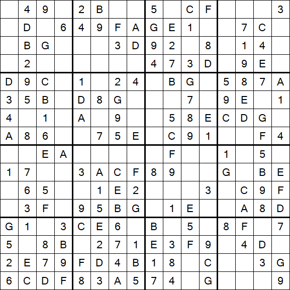 Sudoku 16x16 - Easy