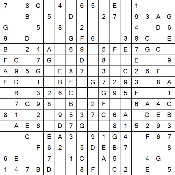 Sudoku 16x16 - Easy