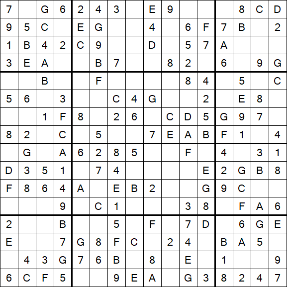 Sudoku 16x16 - Easy