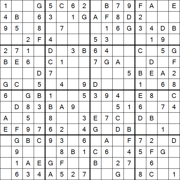 Sudoku 16x16 - Easy