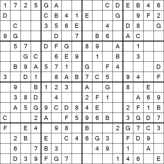 Sudoku 16x16 - Einfach