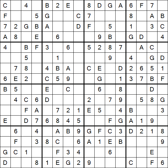 Sudoku 16x16 - Easy