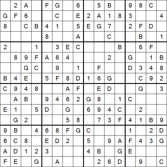 Sudoku 16x16 - Easy