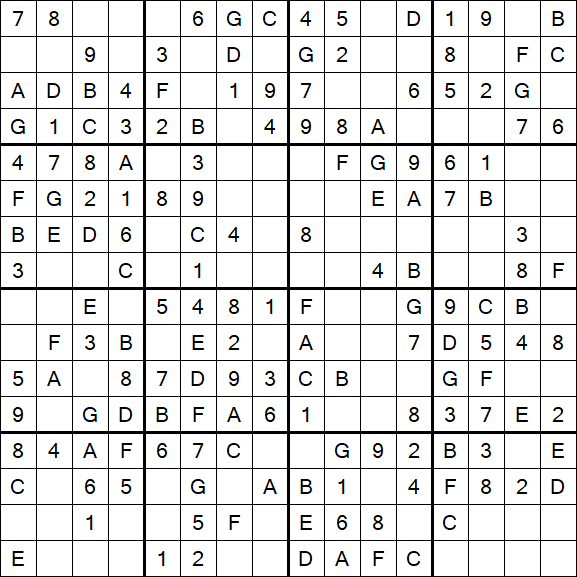 Sudoku 16x16 - Einfach