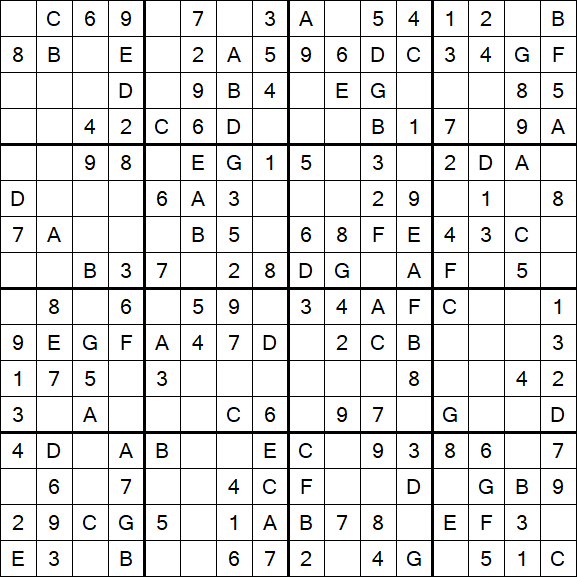Sudoku 16x16 - Simple