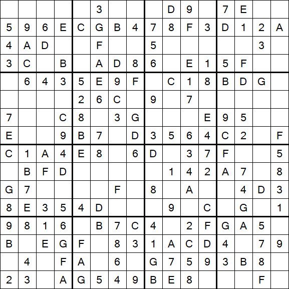 Sudoku 16x16 - Einfach