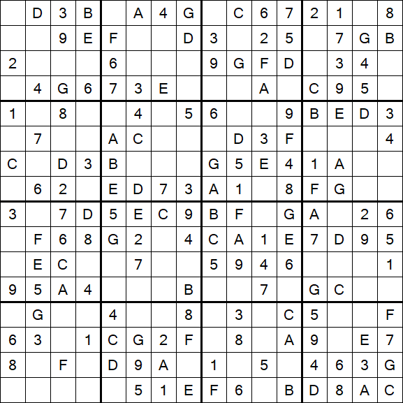 Sudoku 16x16 - Einfach