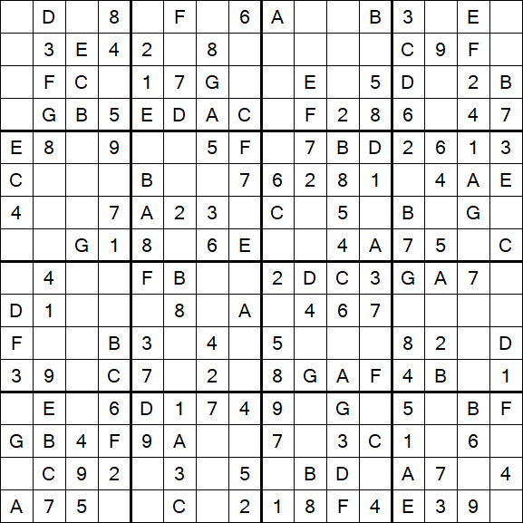 Sudoku 16x16 - Einfach