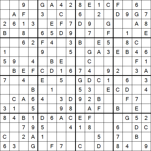 Sudoku 16x16 - Einfach