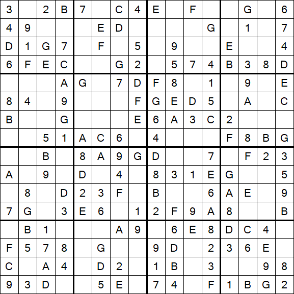 Sudoku 16x16 - Einfach
