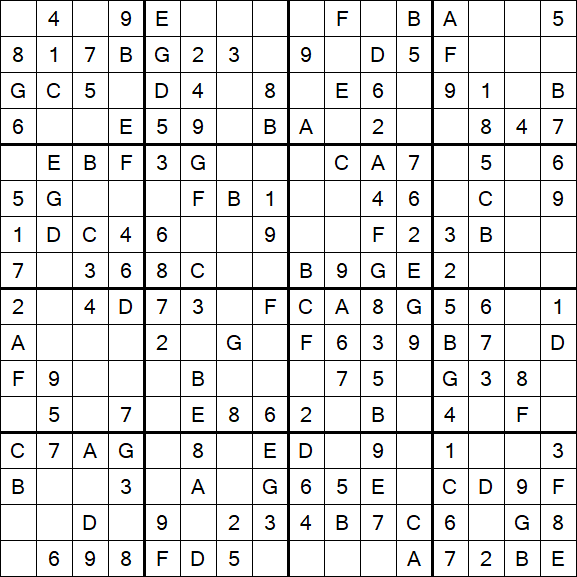 Sudoku 16x16 - Einfach
