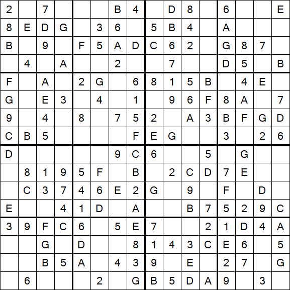 Sudoku 16x16 - Einfach