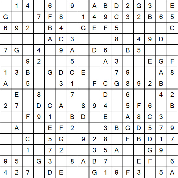 Sudoku 16x16 - Einfach