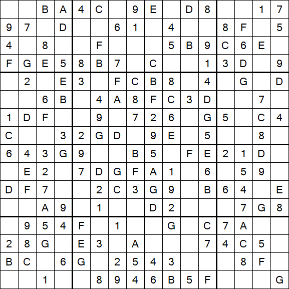 Sudoku 16x16 - Einfach