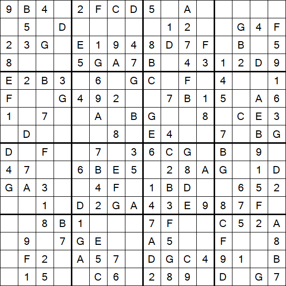Sudoku 16x16 - Einfach