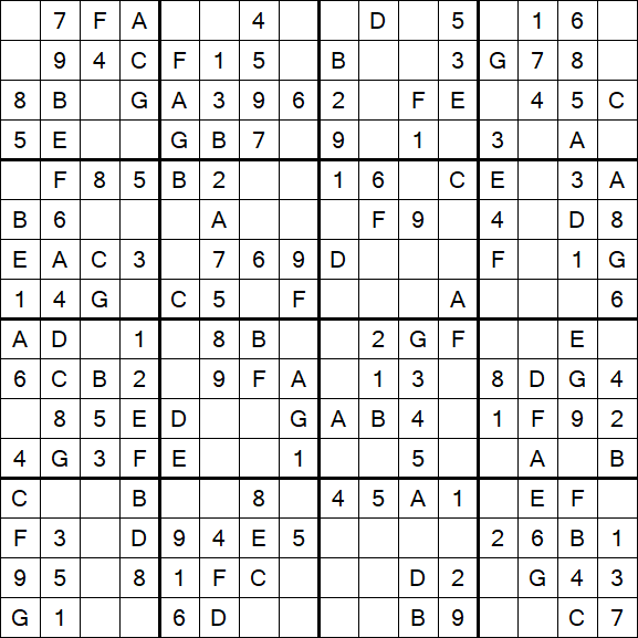 Sudoku 16x16 - Einfach