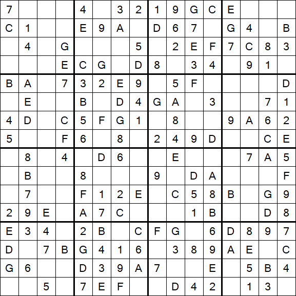 Sudoku 16x16 - Einfach